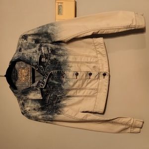 Size small, Acid/bleach washed, cropped jean jacket from deb
